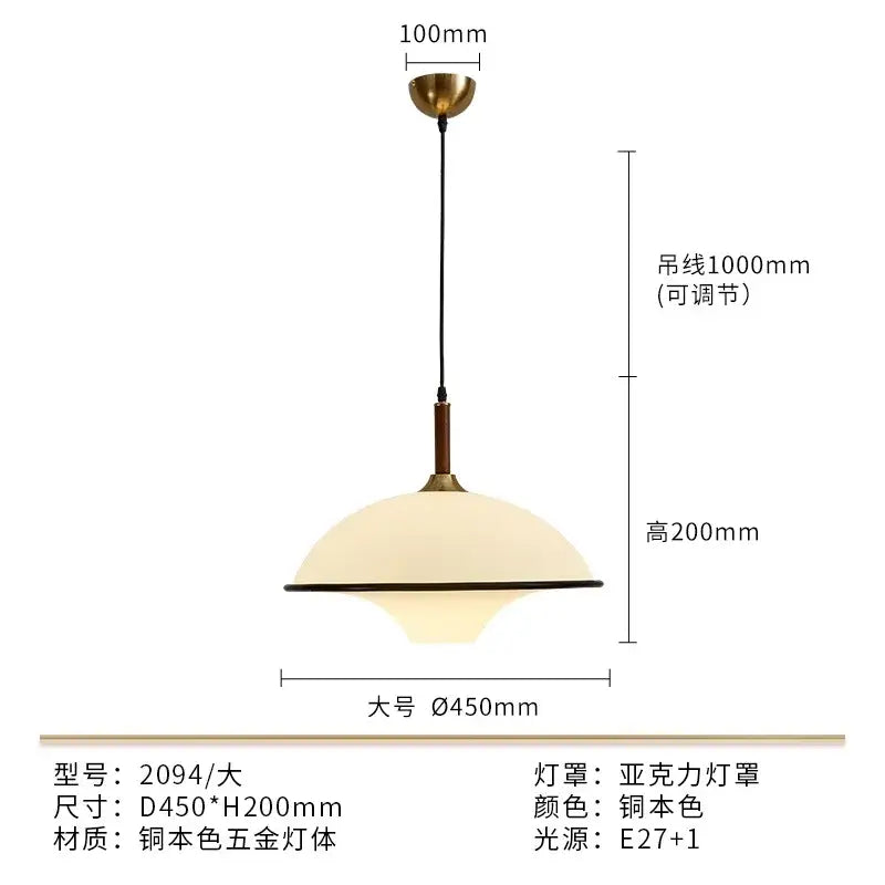 French medieval saucer cream and brass pendant light dining room