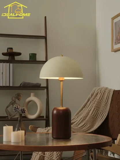 French medieval solid wood cream table lamp bedroom