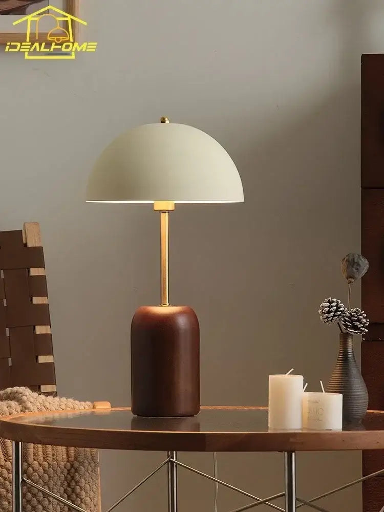 French medieval solid wood cream table lamp bedroom