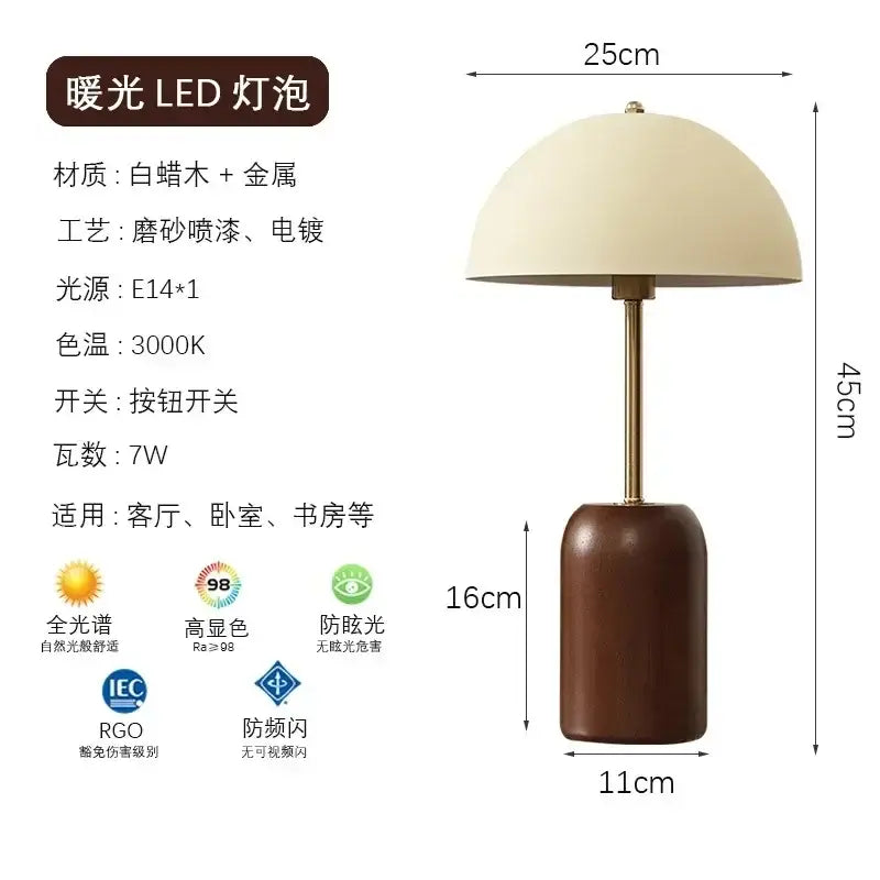 French medieval solid wood cream table lamp bedroom