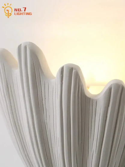 French medieval white shell wall lamp for bedroom ribbed gypsum light