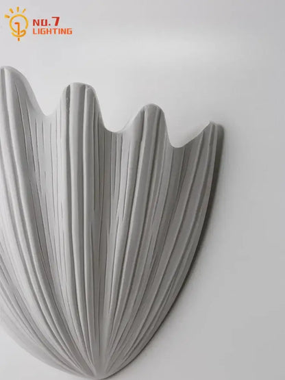 French medieval white shell wall lamp for bedroom ribbed gypsum light