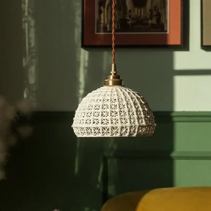 French minimalism ceramic white & gold pendant light dining room