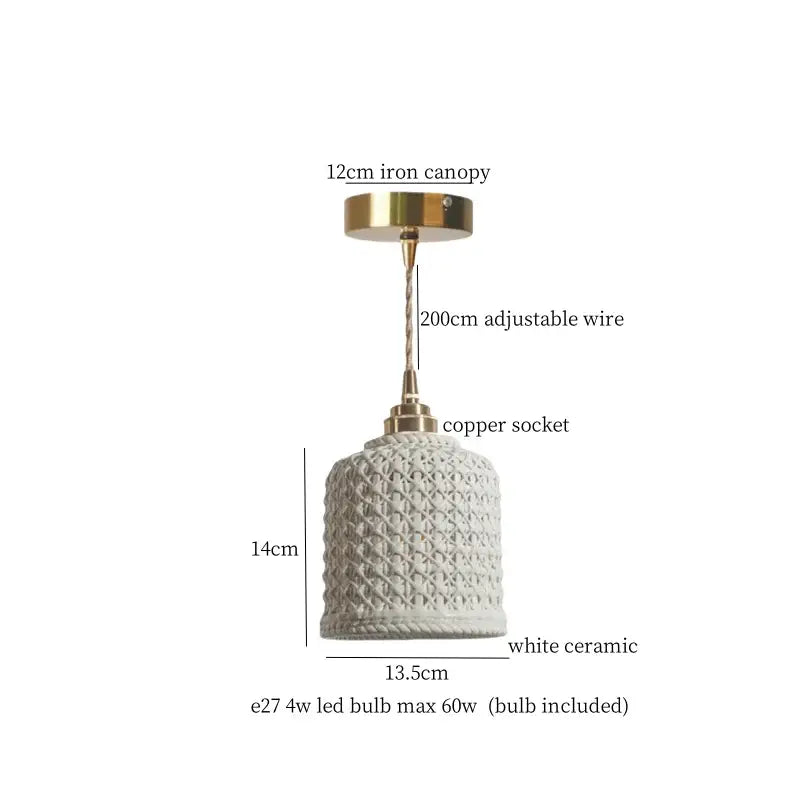 French minimalism ceramic white & gold pendant light dining room