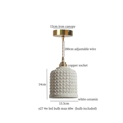 French minimalism ceramic white & gold pendant light dining room