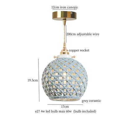 French minimalism ceramic white & gold pendant light dining room