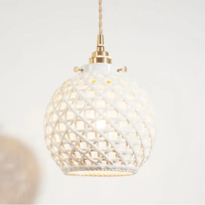 French minimalism ceramic white & gold pendant light dining room