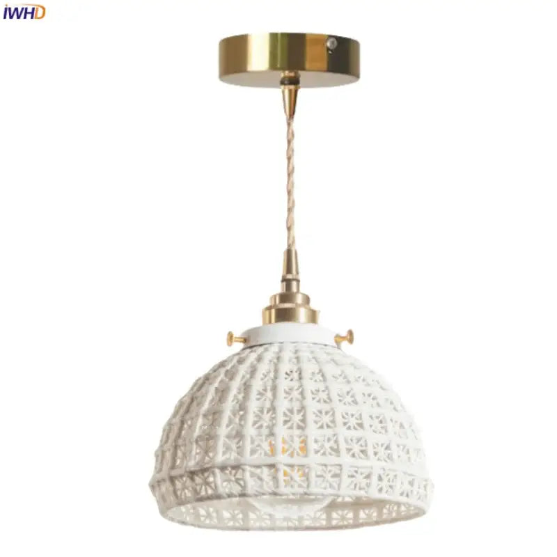 French minimalism ceramic white & gold pendant light dining room