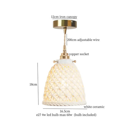 French minimalism ceramic white & gold pendant light dining room