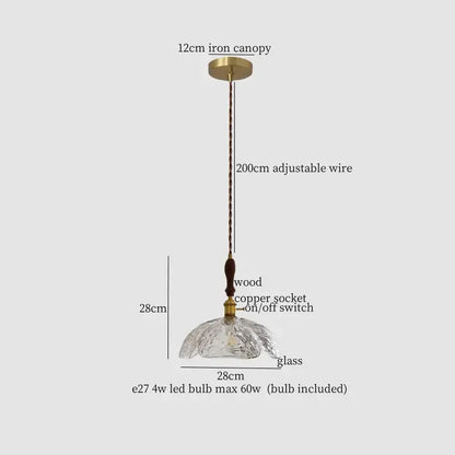 French minimalist green glass copper wood pendant lamp dining room