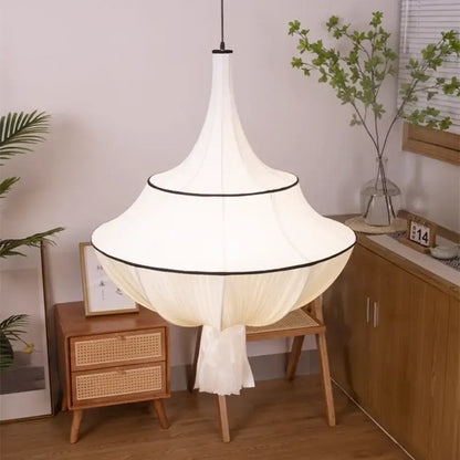 French minimalist silk pendant lamp for living room white and black