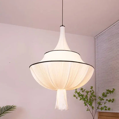 French minimalist silk pendant lamp for living room white and black