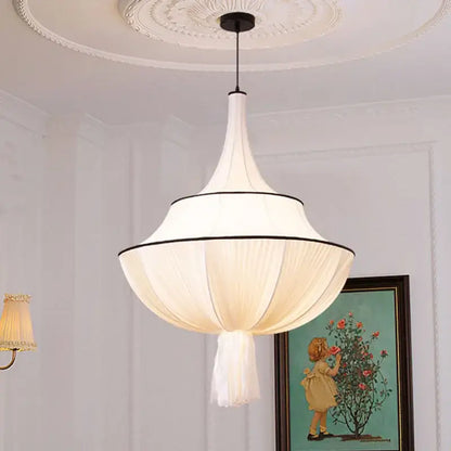 French minimalist silk pendant lamp for living room white and black
