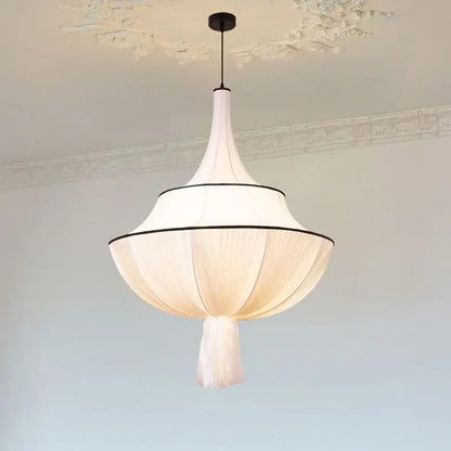 French minimalist silk pendant lamp for living room white and black