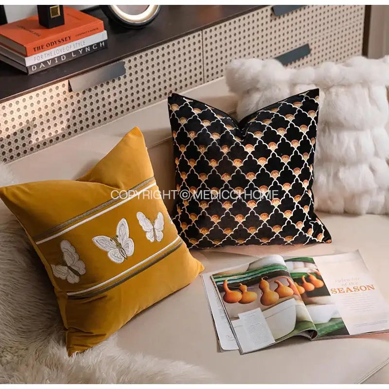 French night velvet throw pillow case black & white bedroom decor