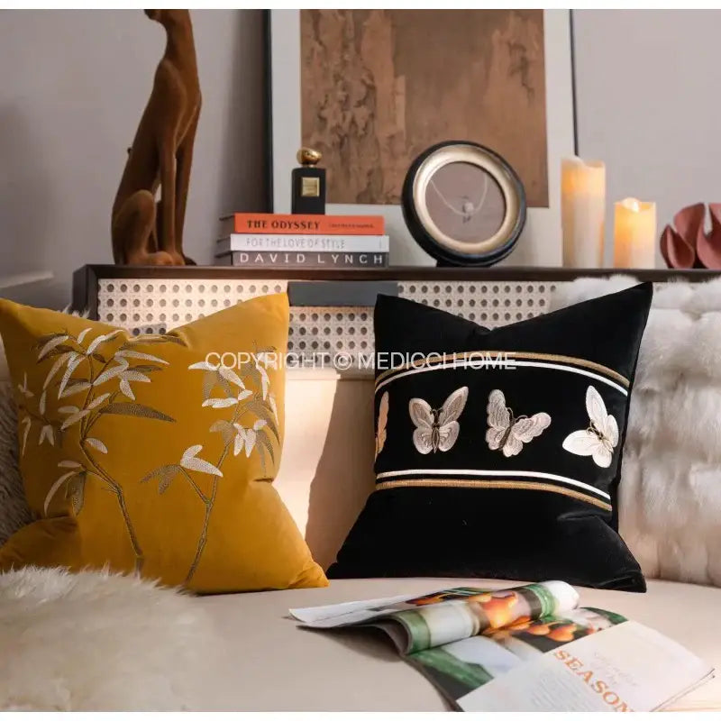 French night velvet throw pillow case black & white bedroom decor