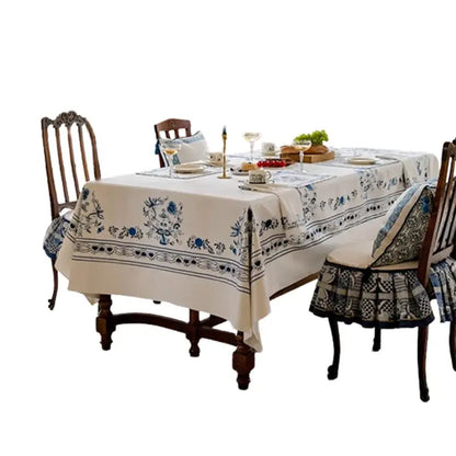 French pastoral blue onion print tablecloth – dining room decor