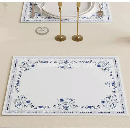 French pastoral blue onion print tablecloth – dining room decor