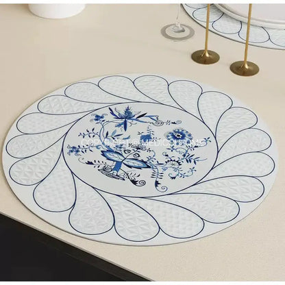 French pastoral blue onion print tablecloth – dining room decor