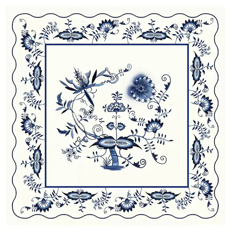 French pastoral blue onion print tablecloth – dining room decor