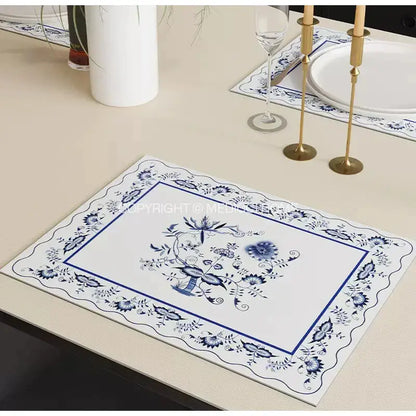 French pastoral blue onion print tablecloth – dining room decor