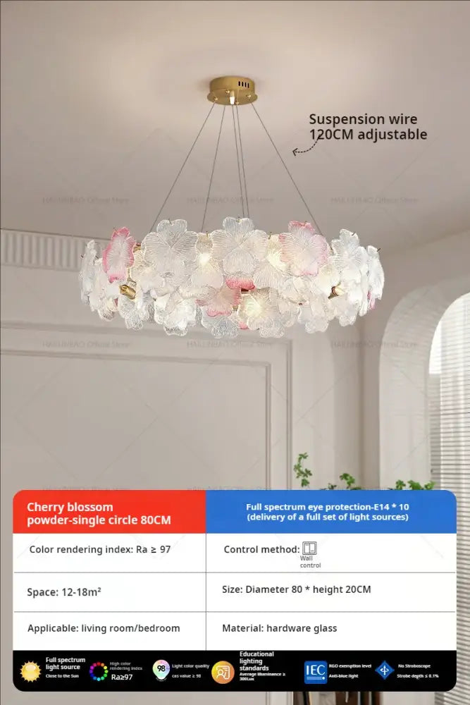 French petals crystal chandelier light white & pink dining room