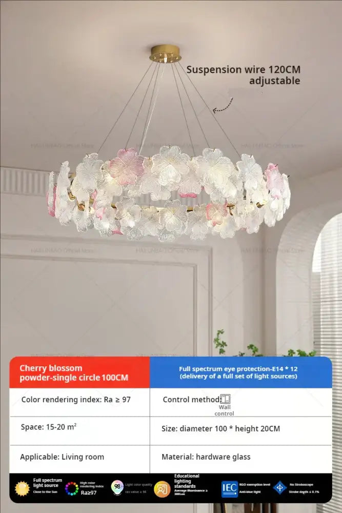 French petals crystal chandelier light white & pink dining room