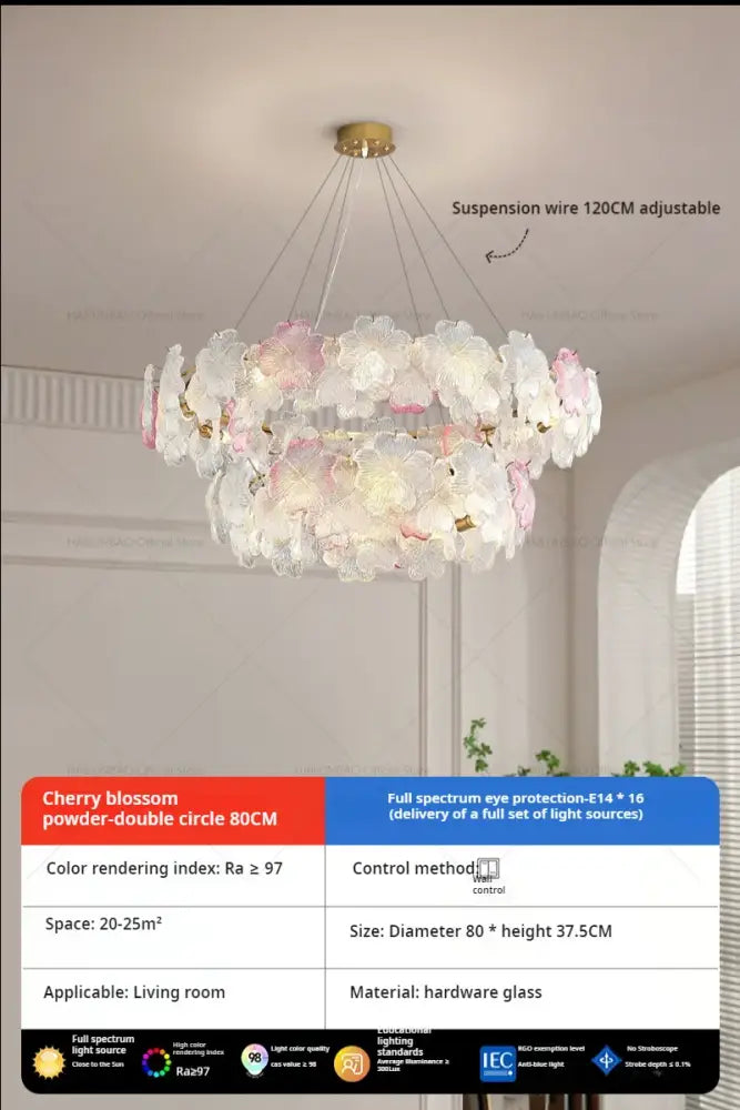 French petals crystal chandelier light white & pink dining room