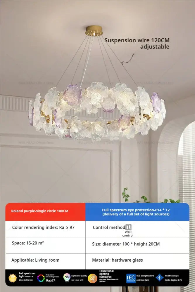 French petals crystal chandelier light white & pink dining room