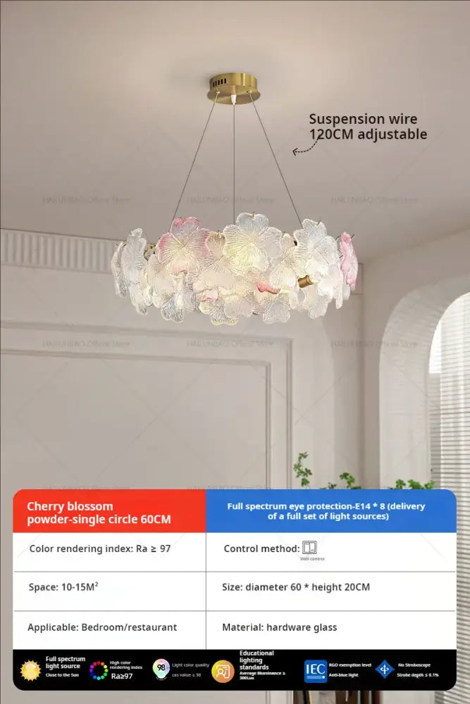 French petals crystal chandelier light white & pink dining room