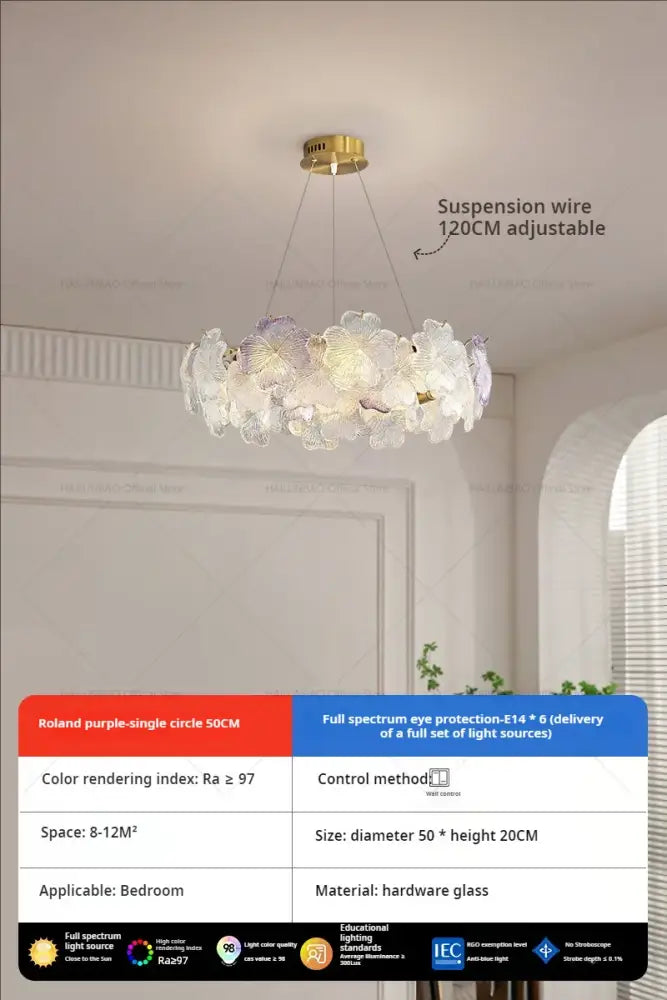 French petals crystal chandelier light white & pink dining room