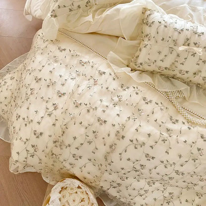 French princess floral lace ruffles bedding set bedroom decor