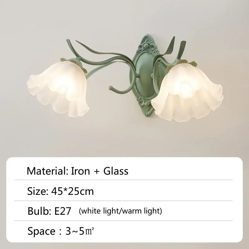 French retro led flower chandelier green bedroom pendant light