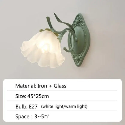 French retro led flower chandelier green bedroom pendant light