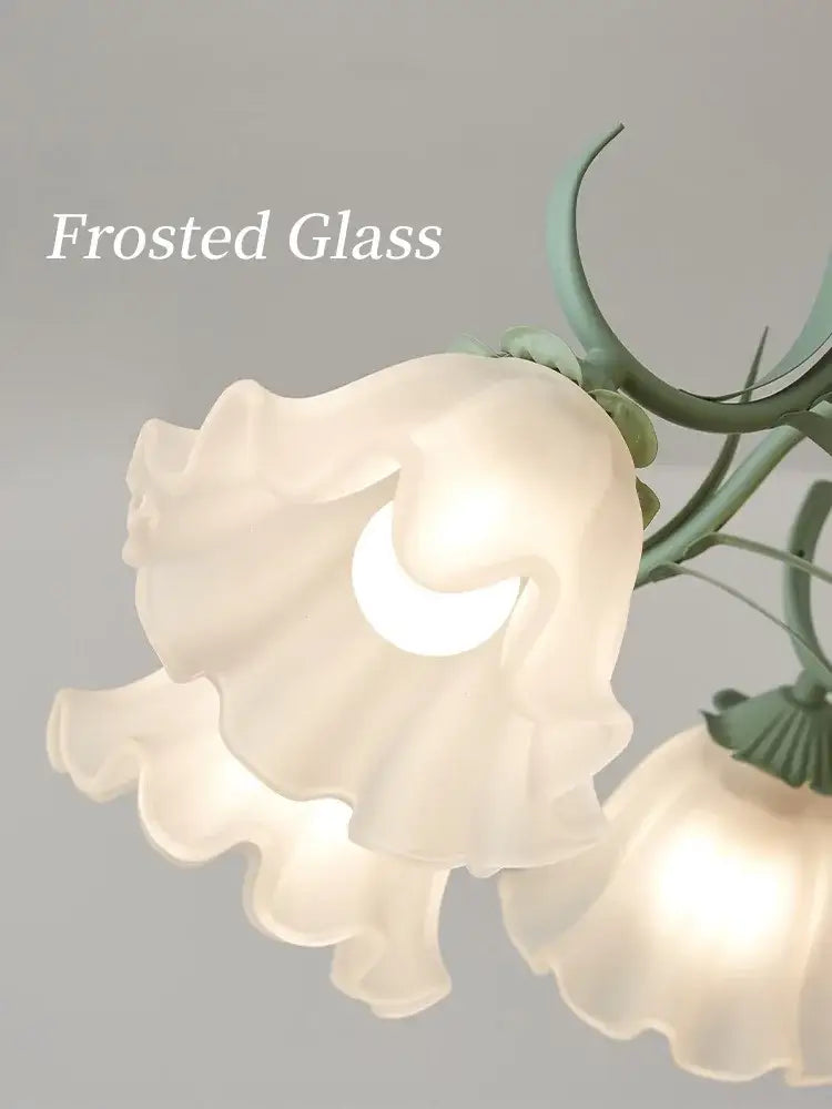 French retro led flower chandelier green bedroom pendant light