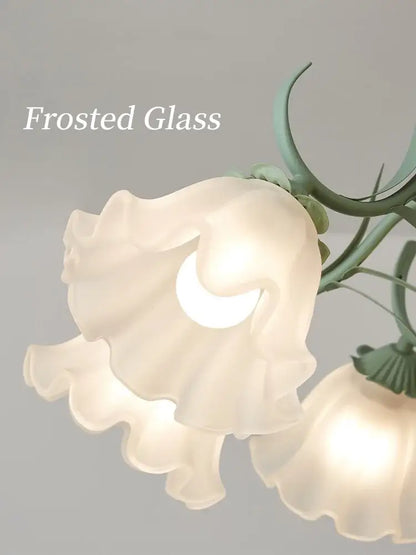 French retro led flower chandelier green bedroom pendant light