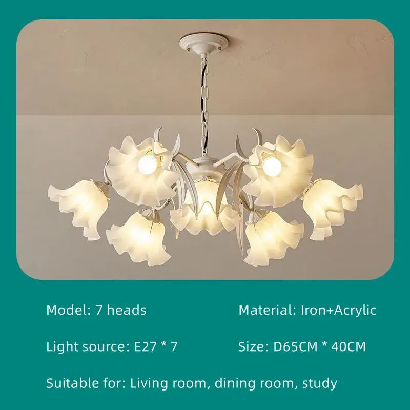 French retro led flower chandelier green bedroom pendant light