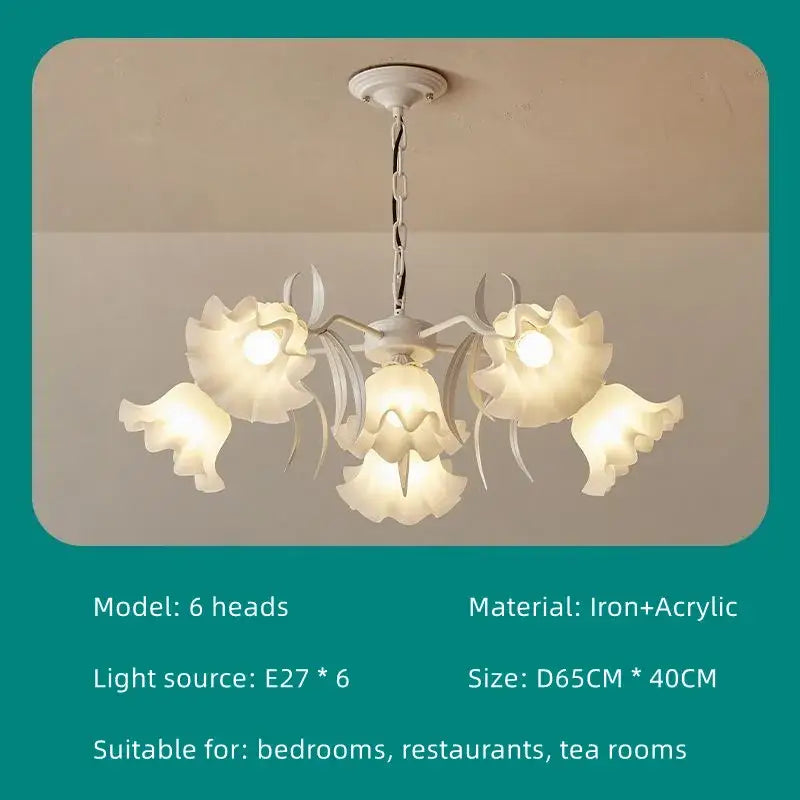 French retro led flower chandelier green bedroom pendant light