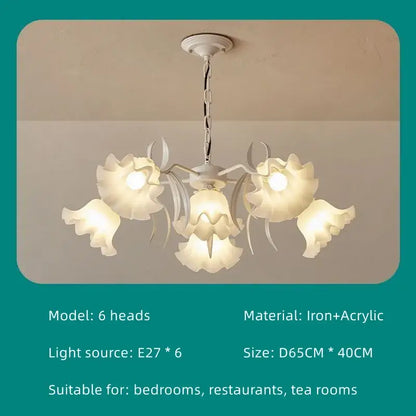 French retro led flower chandelier green bedroom pendant light