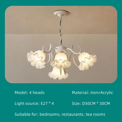 French retro led flower chandelier green bedroom pendant light