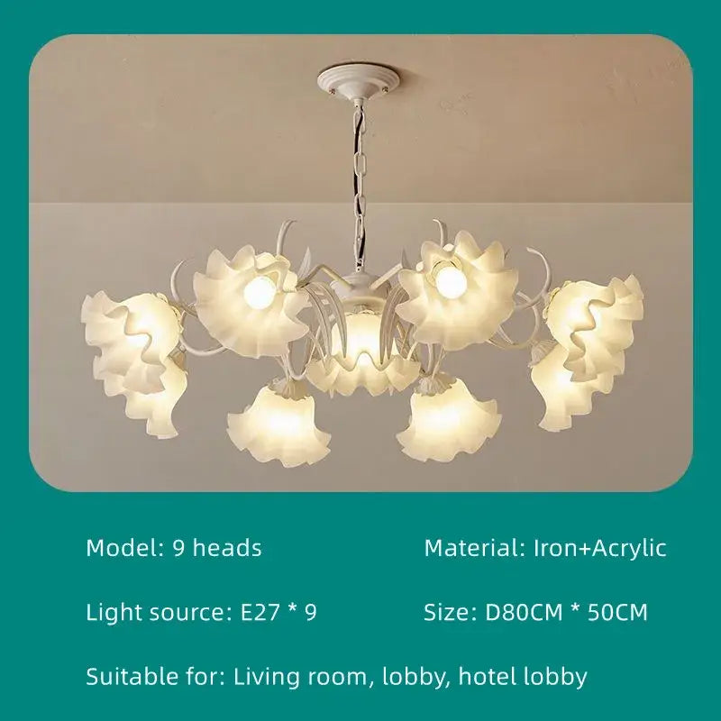 French retro led flower chandelier green bedroom pendant light
