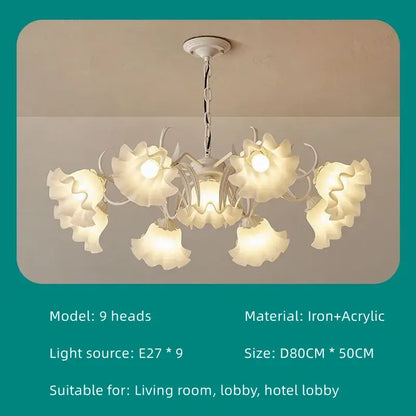 French retro led flower chandelier green bedroom pendant light