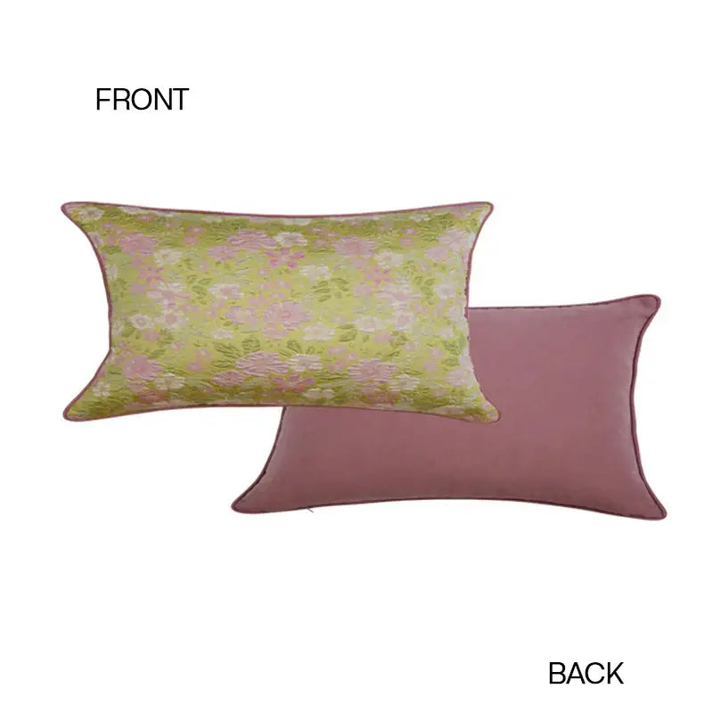 French retro light green camellia throw pillow – living room decor