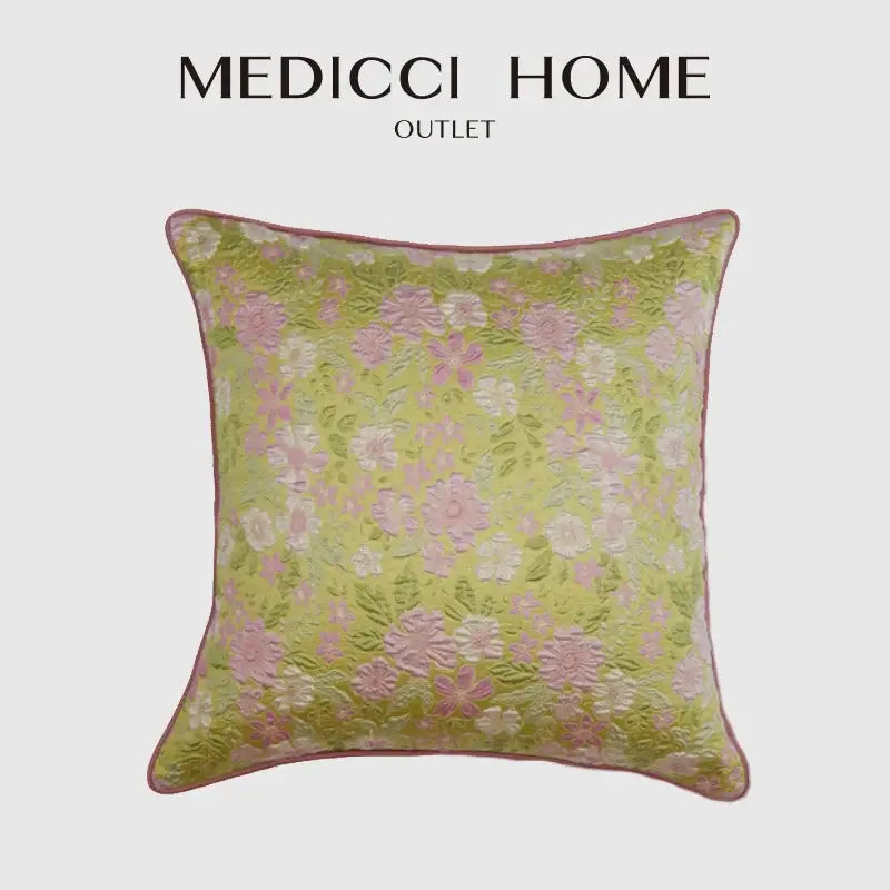 French retro light green camellia throw pillow – living room decor