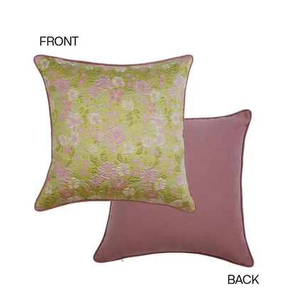 French retro light green camellia throw pillow – living room decor