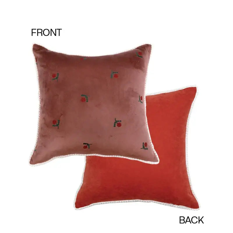 French retro light green camellia throw pillow – living room decor