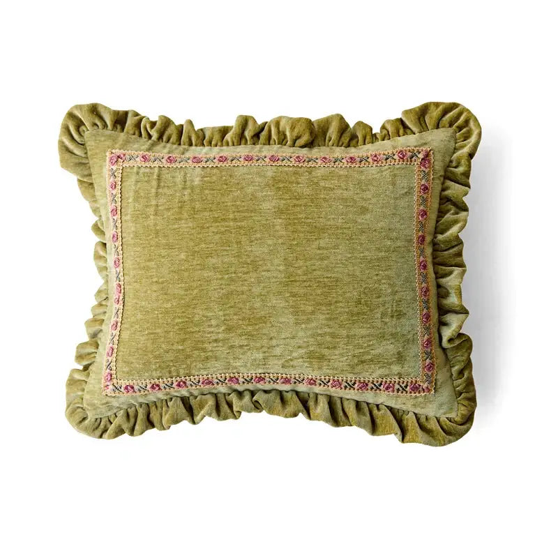 French retro pink velvet crane decorative cushion cover living room
