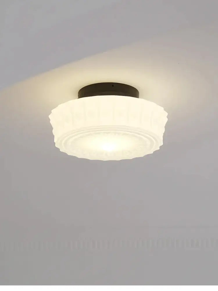French retro shanghai style cream textured glass dining room pendant