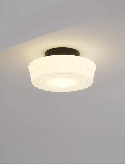 French retro shanghai style cream textured glass dining room pendant