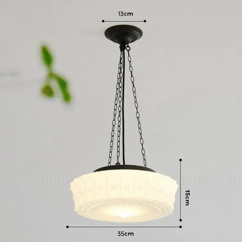 French retro shanghai style cream textured glass dining room pendant